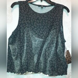 Vans Black Leopard Print Tank Top Size Large